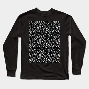 Black and white hearts seamless pattern design Long Sleeve T-Shirt